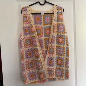 Colorful Crochet Women Sweater Vest
